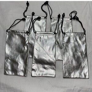 ^7A soft Pouch silver drawstring pouches sunglasses size 5 Pack